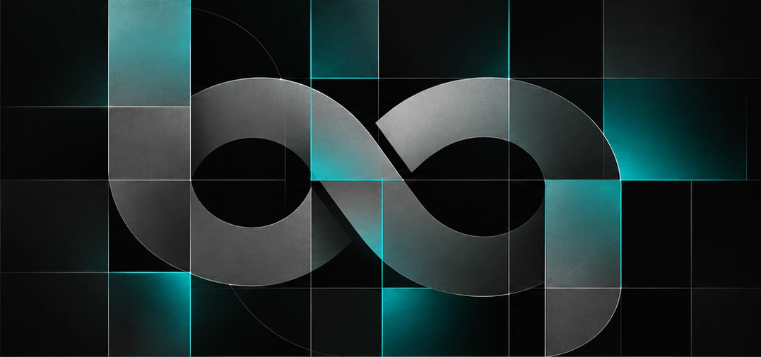 Official BlakGrid symbol in graphite with architectural grid lines and illuminated teal panels